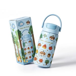 Bouteille isotherme pour enfant <span class=keywords><strong>de</strong></span> 14 oz avec poignée, facile à transporter pour le sport, les campings, les voyages en voiture, l'école, isolation triple couche pour garder les boissons <span class=keywords><strong>au</strong></span> frais - Product Image 2