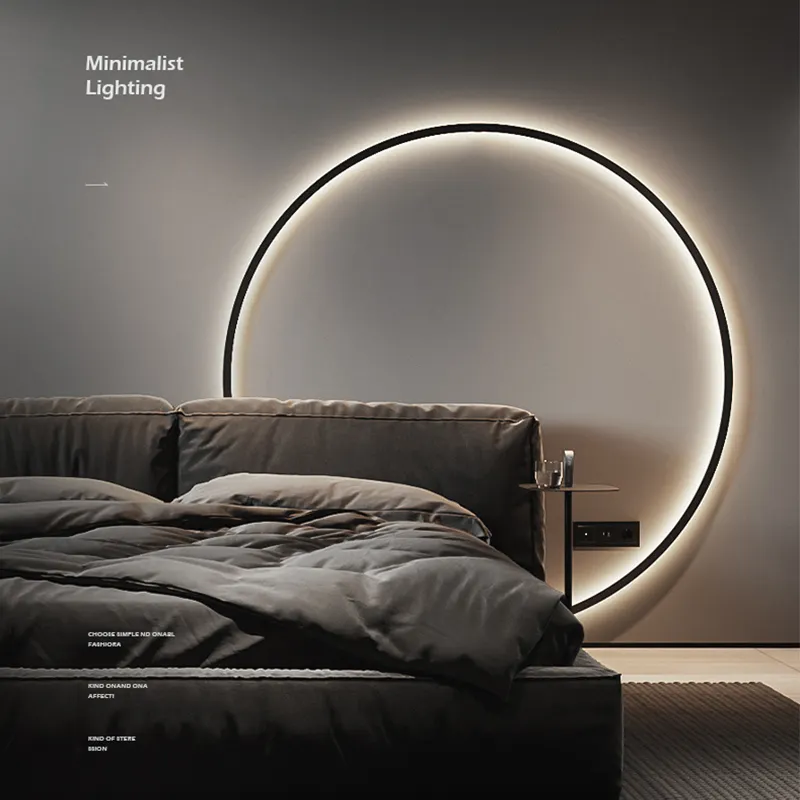 Aicco daire ay şekli tasarımcı Minimalist Modern LED <span class=keywords><strong>duvar</strong></span> lambaları kapalı için fiş ile oturma odası yatak odası 69968