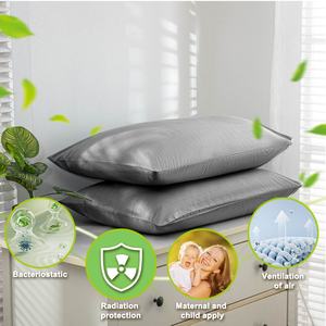 Funda de Almohada Rectangular Antiestática de Algodón Orgánico con Fibra de Plata, Tejida y Bordada, 51x92cm, Estilo Sencillo para el Hogar - Product Image 6
