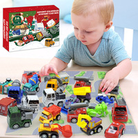 24PCS Camion de Pompiers Militaire Véhicule d'Ingénierie Pelle Boîte Aveugle pour Noël Compte à Rebours Calendrier Cadeau de Vacances