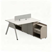 Bureau d'ordinateur minimaliste pour personnel commercial avec armoire de rangement, table de travail modulaire extensible pour bureau d'entreprise