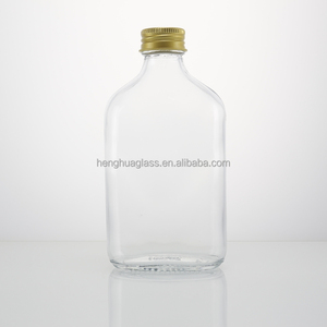 Bottiglia in Vetro Piatta Personalizzata da <span class=keywords><strong>50ml</strong></span> 100ml 200ml 250ml 350ml, Nera Opaca o Trasparente, per Whisky, Liquori e Alcolici, con Tappo a Vite - Product Image 2