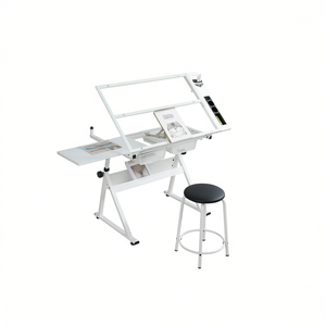 Table de dessin réglable DB blanche, station de sérigraphie manuelle avec tabouret pour imprimants - Product Image 1