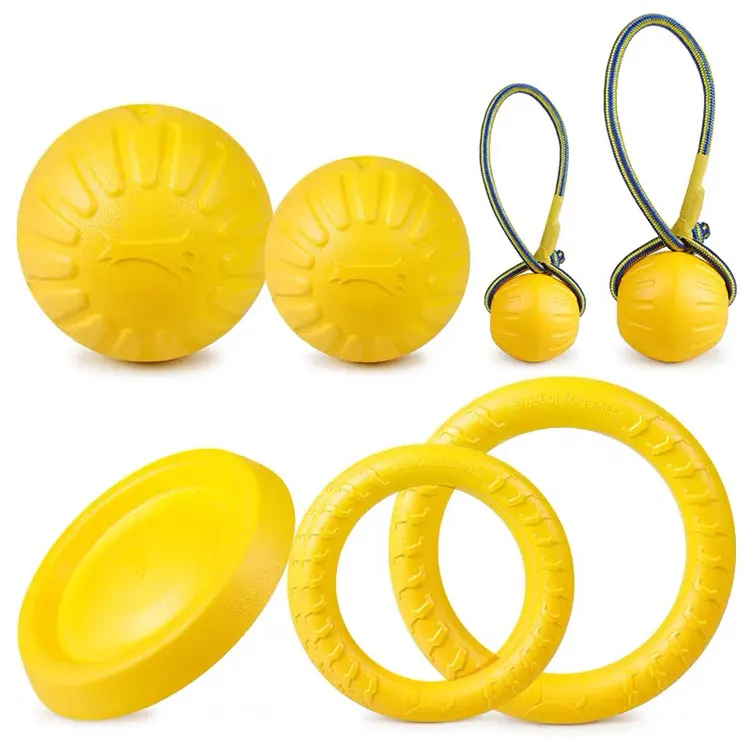 Cheap Price Yellow Bite Resistant EVA Foam Floating Flying Disc Ring Rope Ball Training Pet Dog Toy