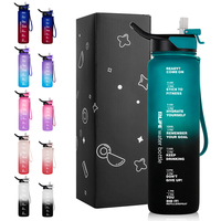 Bouteille d'eau de sport en Tritan dégradé avec couvercle rabattable, plusieurs capacités 12oz-34oz, portable, vente en gros, logo personnalisé, bouteille d'eau de sport pour la salle de sport