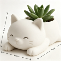 Pot de fleurs en forme de chaton mignon imprimé en 3D, jardinière pour plantes succulentes, ornement de cactus pour la maison et le bureau, porte-bougie créatif, décoration moderne