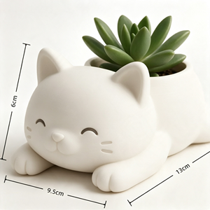 Maceta de Suculentas con Diseño de Gatito de Dibujos Animados Impresa en 3D, Adorno Creativo para Cactus, Portavelas Decorativo Moderno para Hogar u Oficina - Product Image 6
