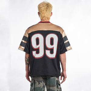 Maillot de football/soccer en maille respirante pour homme, col en V, 100 % coton, coupe oversize, avec impression personnalisée et blocs de couleur, par le fabricant - Product Image 3