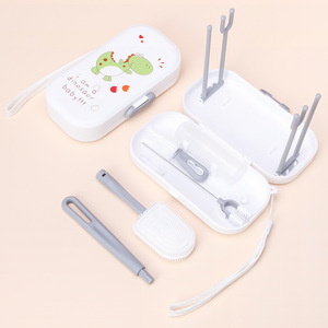 Ensemble de brosses portables pour biberons, brosse de nettoyage en silicone avec étui de rangement pour biberons et tétines de nouveau-nés - Product Image 2