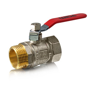 Vanne à boisseau sphérique en laiton WESA 1 "FE/MA PN16 Vanne à gaz/eau/huile PTFE avec manchon en plastique rouge Poignée en acier - Product Image 2