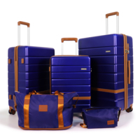 Ensemble de bagages 5 pièces avec 8 roulettes pivotantes, valises rigides en ABS+PC, bagages de voyage avec serrure TSA, fermetures éclair YKK