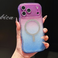 Étui de luxe antichoc magnétique transparent en TPU souple avec dégradé et strass pour 17 Pro Max/16/15/14/13