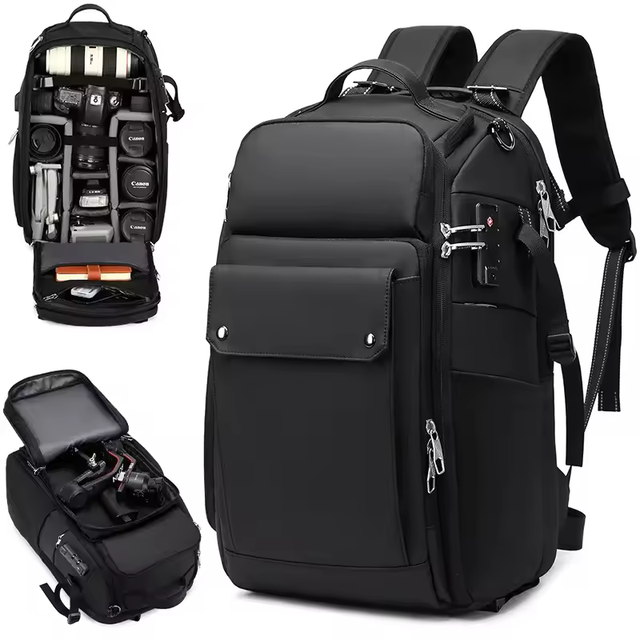 Large Photography Camera Backpack Waterproof Professional DSLR Camera Bag Stylish Laptop Backpack With Combination Lock