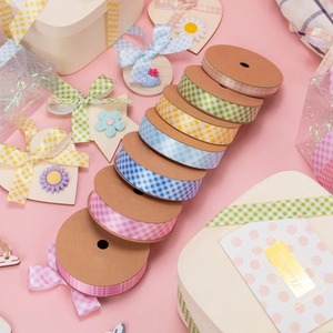 Rubans cadeaux en polyester écologiques Curlie Bow aux couleurs pastel avec motifs à carreaux 120 cm pour emballage décoratif - Product Image 3
