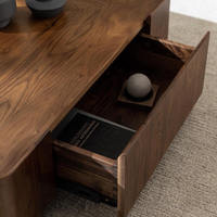 Table basse carrée minimaliste en bois avec tiroir de rangement pour salon et salle de séjour