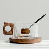 Ensemble de tasses en borosilicate résistantes à la chaleur de style japonais de 250 ml, tasses à café mignonnes, logo personnalisé, noble, joyeuses, pour adultes, pour les fêtes