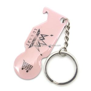 <b>Custom</b> Shopping Cart Unlock <b>Keychain</b> CMYK Printing Engraved Logo Laser Token Release Key Ring - Product Image 2