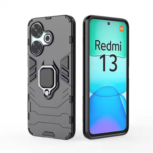 Phone Case for Redmi 13 Xiaomi Redmi Shockproof Phone Bumper Ring Holder Stand Magnetic Armor Case for Redmi 13 Fundas