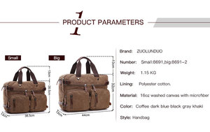 Túi xách <span class=keywords><strong>laptop</strong></span> vải bố đa năng ZUOLUNDUO dung tích lớn, có lớp lót da, kích thước lớn, kiểu cặp xách, balo du lịch - Product Image 2