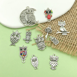 Pendentif hibou en alliage d'argent antique, formes variées, accessoires de bijoux DIY pour la fabrication de bracelets et colliers - Product Image 3