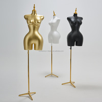 Mannequin de présentation de vêtements pour femmes BBL, taille plus, demi-corps, buste, fibre de verre, noir doré