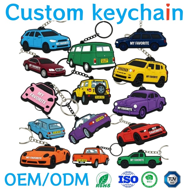 Custom Logo PVC Rubber Keychain Unique Design Bulk Order Promotional Car Keychain Accessories Wholesale Keychains