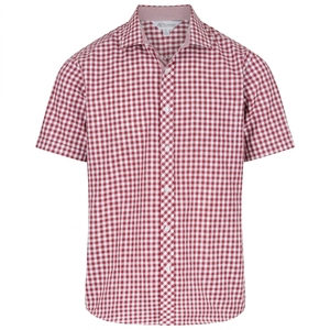 <span class=keywords><strong>Camicia</strong></span> a Maniche Corte in Poliestere Traspirante Antipiega, Classica a Quadri Rossi <span class=keywords><strong>e</strong></span> Bianchi, con Colletto Standard per Uomo, per Ufficio, Uso Quotidiano <span class=keywords><strong>e</strong></span> Vacanze - Product Image 2