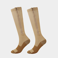 Vente en gros chaude 20-30mmhg jambières Chaussettes de soutien bas pied Zip genou haute compression Chaussettes avec fermeture éclair