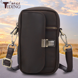 Tiding Men's Crossbody <b>Bag</b> Dark Brown Genuine Leather Multi Functional Shoulder <b>Bag</b> For Everyday Use - Product Image 1