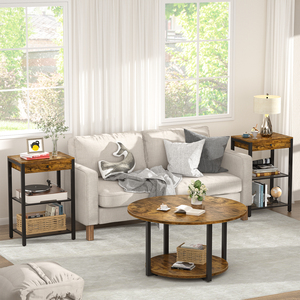 28Inch Tall Nightstand <strong>with</strong> Double Storage <strong>Shelves</strong> Modern <strong>Bedside</strong> End <strong>Table</strong> for Bedroom or Living Room Use - Product Image 3