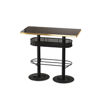 Table de bar ronde carrée en marbre doré de 60 cm de style industriel rétro pour discothèque KTV, avec rangement, pour bar à vin, cocktail, pub
