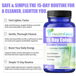 Best Selling 15 Day Colon Cleanse Capsules Contains Senna Leaf Extract Digestive Support Adult Probiotics Capsules 30 Count - Product Image 4