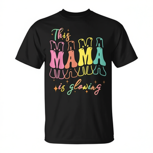 Camiseta con diseño multicolor de This Mama Is Glowing Mom para regalo del Día de la Madre - Product Image 2