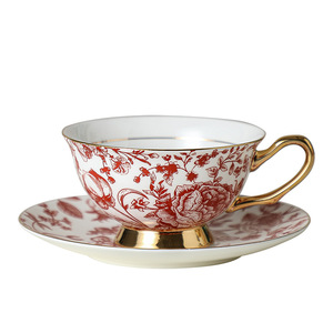 Ensemble de tasses à thé en céramique vintage avec bordure or rose, tasse à thé et soucoupe de luxe européennes pour le thé de l'après-midi, cadeau de mariage et de déménagement - Product Image 5