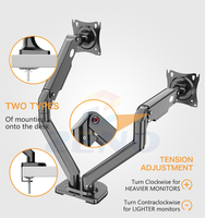Support double moniteur pivotant à 50 degrés, inclinable, compatible VESA 75x75/100x100 mm, hauteur réglable, bras ergonomique pour moniteur double