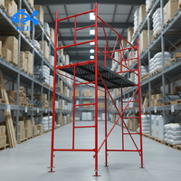 Plateforme d'échafaudage en poutre H rouge avec dispositif de levage électrique, idéale pour la construction extérieure et l'utilisation moderne