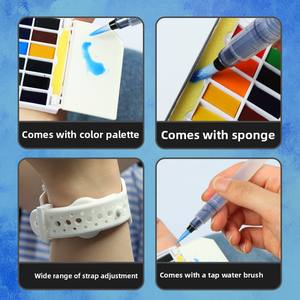 Kit de Peinture <span class=keywords><strong>Aquarelle</strong></span> Supérieur Type Montre-Bracelet pour Débutants et Artistes Professionnels – Outils d'<span class=keywords><strong>Aquarelle</strong></span> Portables 24 Couleurs avec Papier - Product Image 4