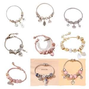 Panjia DIY multielemento de acero inoxidable aleación de cobre con cuentas de diamantes de imitación para pulsera primera moda europea americana - Product Image 2