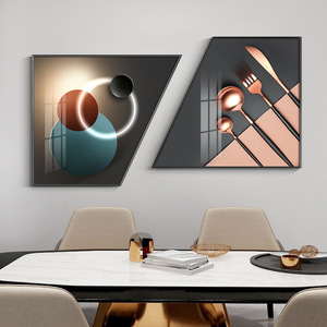 Decorazione del ristorante nordico moderno cornice trapezoidale creativa di cristallo immagini da parete <span class=keywords><strong>in</strong></span> porcellana - Product Image 3