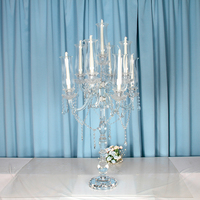 Dexi Porte-bougie à 9 bras en verre cristal, style artisanal, à longue tige, tailles personnalisées, pour décorations de table de mariage et centres de table