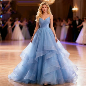 Vestidos de Fiesta de Tul con Tirantes Finos y Coloridos, Vestidos de Noche Formales con Volantes para Mujer, Vestidos de Graduación - Product Image 1