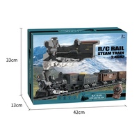 Kit de train à vapeur classique télécommandé avec fumée réaliste, lumières LED, effets sonores, jouet ferroviaire électrique fonctionnant sur piles