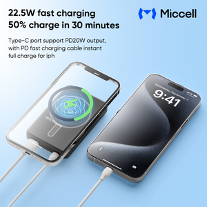 แบตเตอรี่สำรองแบบพกพา Miccell พร้อมแม่เหล็กไร้สาย ความจุ 10000mAh กำลั<span class=keywords><strong>ง</strong></span>ไฟ 22.5W ชาร์จเร็วสำหรับโทรศัพท์มือถือ - Product Image 3