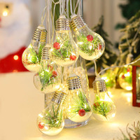 Nieuwe Kerstverlichting LED Koperdraad Kerstlampjes Lichtketting Kamer Dennennaald Rode Fruit Koperdraad Kerstverlichting