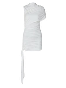 فستان نسائي أنيق برقبة دائرية بلا أكمام غير متماثل مكشكش ضيق قصير مع فتحة جانبية أزياء حفلات ملابس النادي - Product Image 6