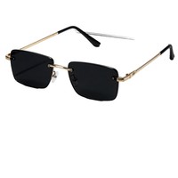 Kacamata Hitam Unisex Retro UV400 Tanpa Bingkai Model Kotak Kecil High-End, Trendi dan Modis