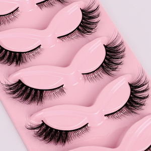 Faux cils Foxy Winged Cat Eye, 5 paires, en bande, effet vison, faits à la main, auto-adhésifs, phosphorescents pour le maquillage - Product Image 6