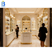 Conception d'intérieur de boutique de parfums sur mesure, kiosque, présentoir de parfums, comptoir d'exposition en îlot pour centre commercial, présentoir en verre trempé