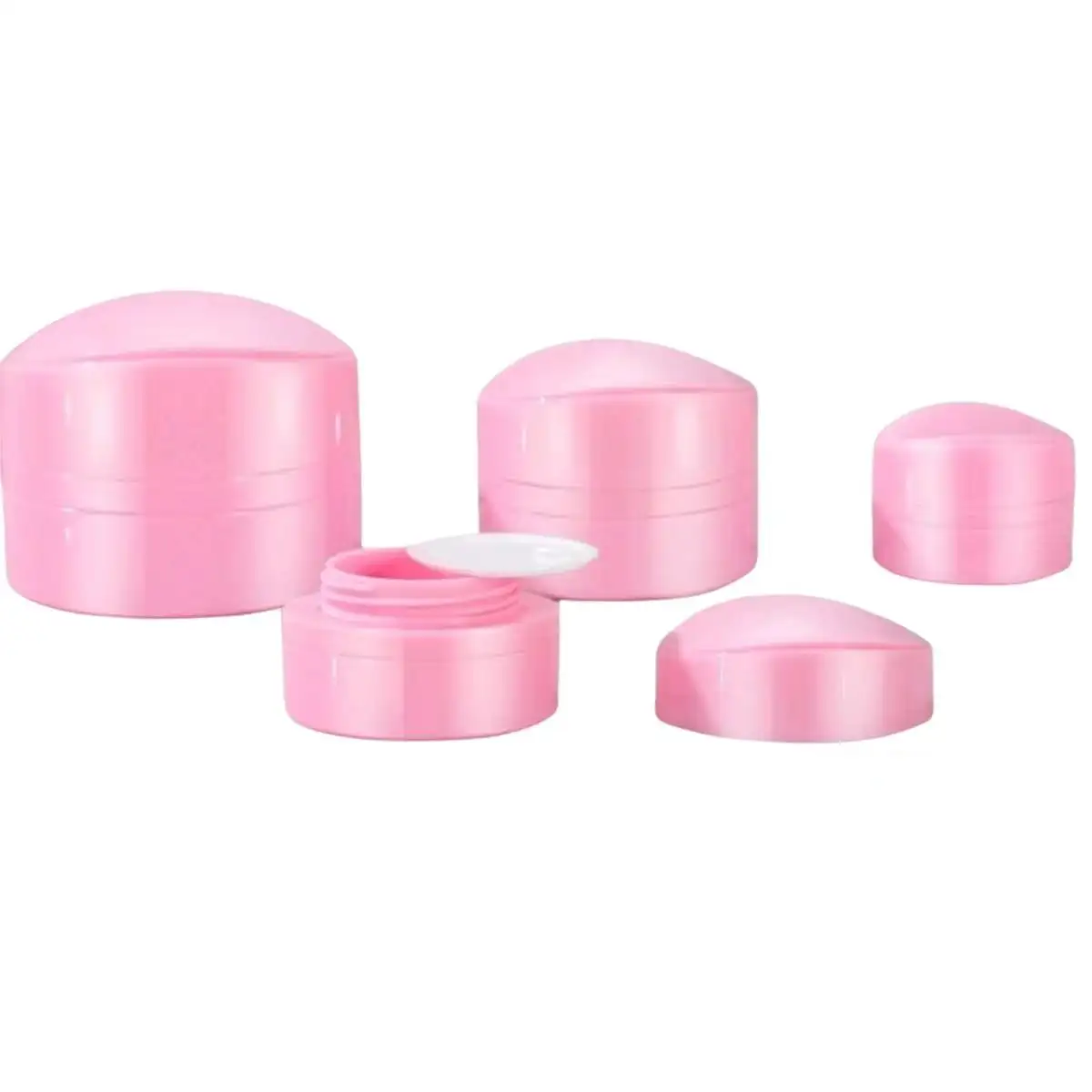 Frasco de creme cosmético pequeno de plástico simples e bonito para uso profissional, 5g, 15g, 30g, PET PP rosa, novo design, venda imperdível