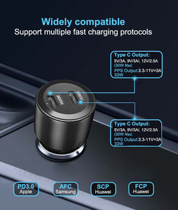 Cargador de Coche de Carga Rápida con Doble Puerto Tipo C para iPhone 17/16/15/<span class=keywords><strong>14</strong></span>/13/12/11 <span class=keywords><strong>Pro</strong></span> <span class=keywords><strong>Max</strong></span>, <span class=keywords><strong>iPad</strong></span>, Samsung Galaxy Pixel, Android - Product Image 2
